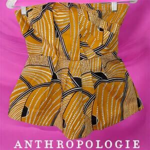 Floreat Sz 8 Gold Yellow Black Dotted Sleeveless Strapless Anthropologie Boho